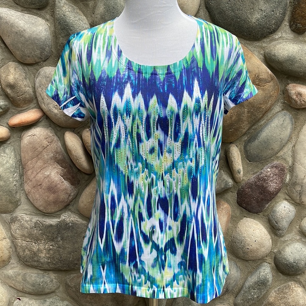 Zenergy by Chico’s Blue Green White Top